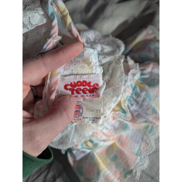 Cuddle Teen Cottage Core Vintage 90s Floral Pastel Dress 3T Ruffles Lace Toddler - Picture 3 of 4